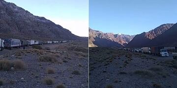 filas de 15km de camiones en Uspallata