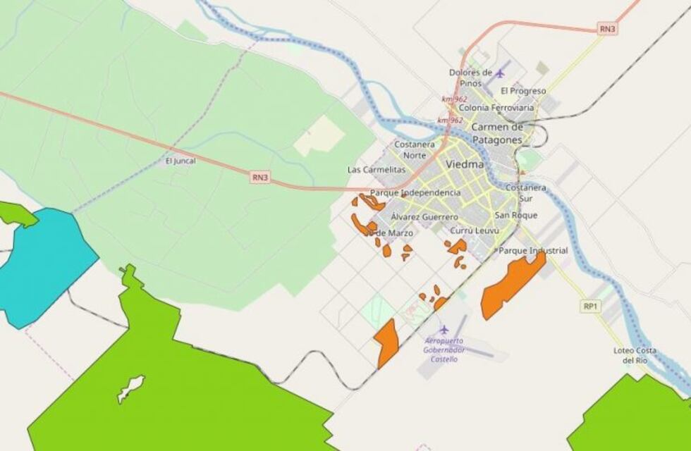 Un mapa de incendios permite ver el impacto del fuego en Viedma