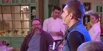 El goleador cautivó a otro fanático canalla, el conductor Gerardo Rozín\u002E (Telefe)