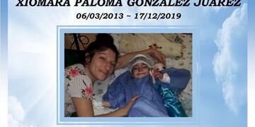 Falleció Xiomara, la pequeña carlospacense con \
