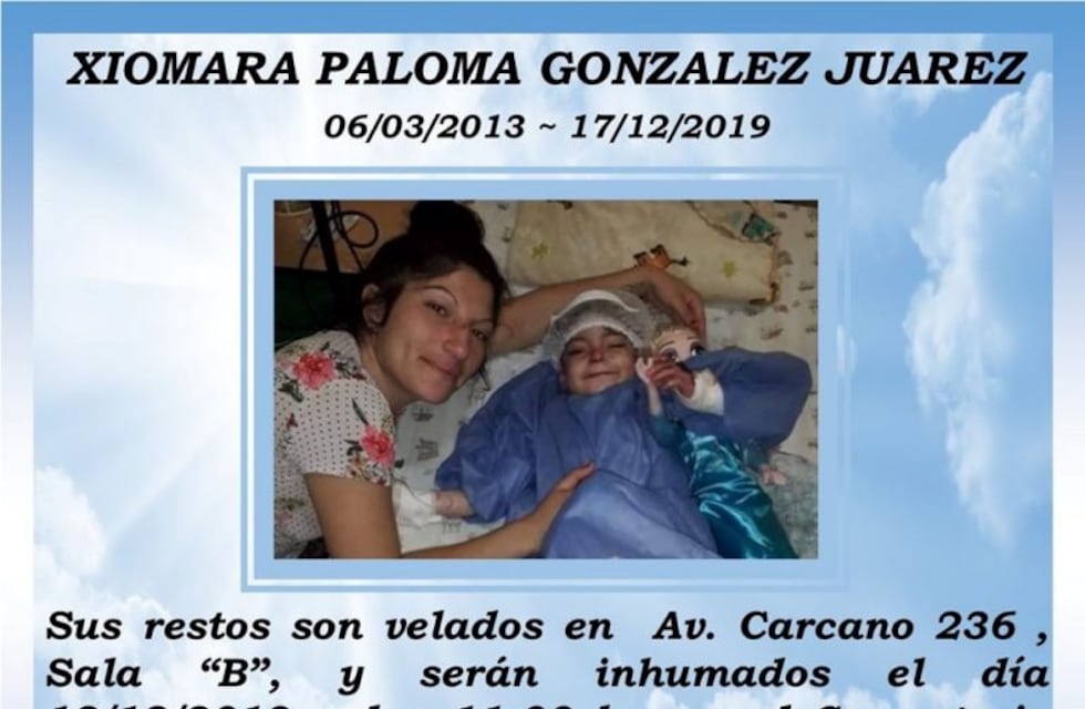 Carlos Paz: falleció Xiomara, la pequeña carlospacense con "piel de cristal"