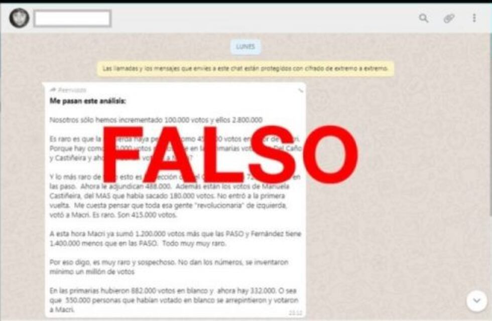 Es falsa la comparación de la cadena viral que pone en duda el porcentaje obtenido por la fórmula Macri-Pichetto