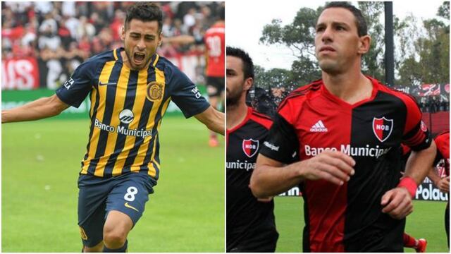 Federico Carrizo, de Rosario Central, y Maximiliano Rodru00edguez, de Newell's Old Boys.