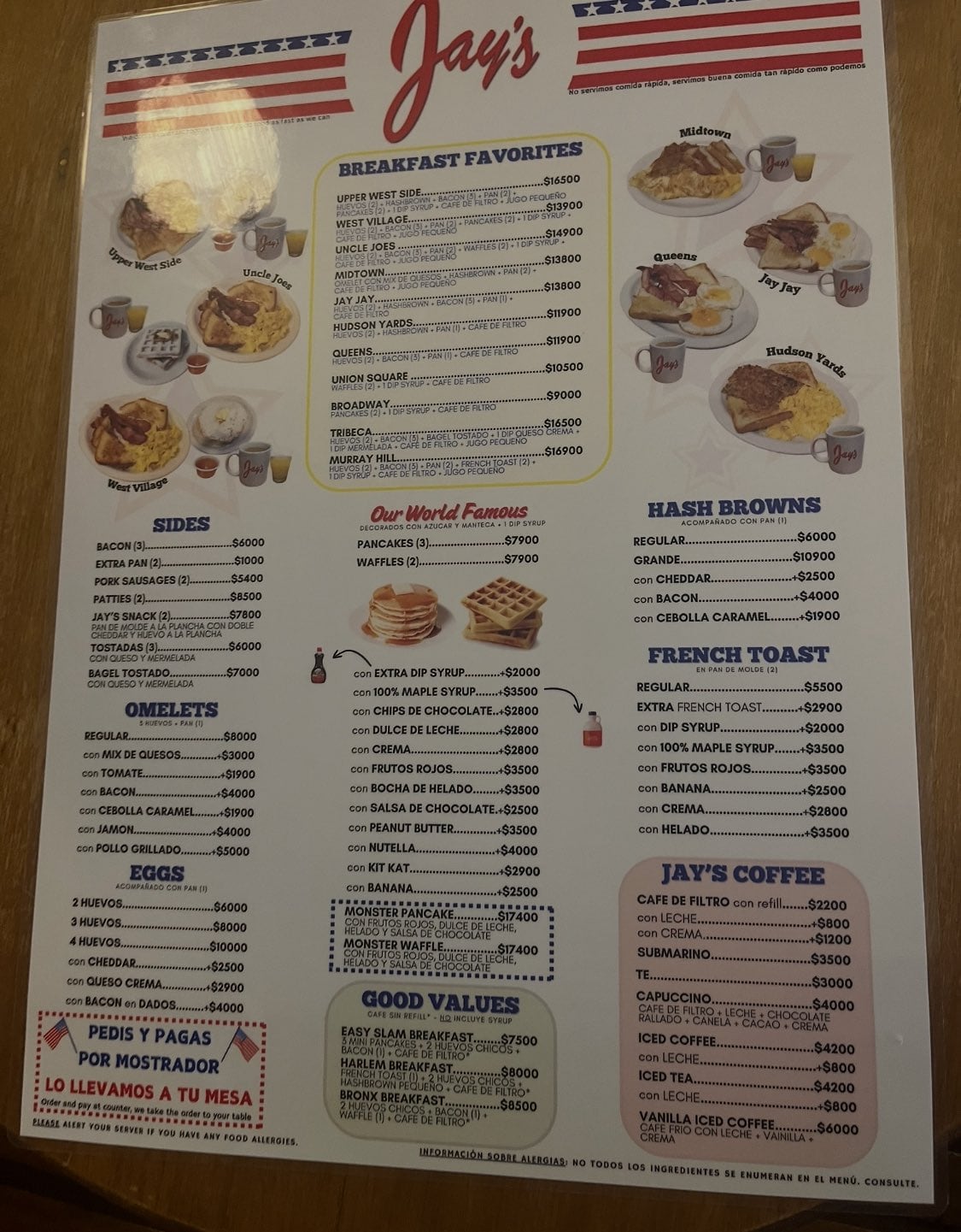 La carta de Jay's en agosto 2025, sabores estadounidenses en Buenos Aires