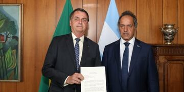 Jair Bolsonaro recibió a Daniel Scioli\u002E (Prensa Cancillería)