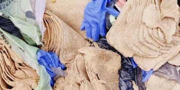 Milanesas de papel higiénico prensado: en la imagen, el producto decomisado en agosto en un caso idéntico