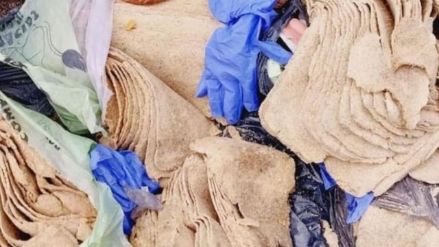 Milanesas de papel higiénico prensado: en la imagen, el producto decomisado en agosto en un caso idéntico