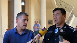 El director provincial de Seguridad en Eventos Masivos, Fernando Peverengo, y el subjefe de la Unidad Regional V, Fernando Mendoza,
