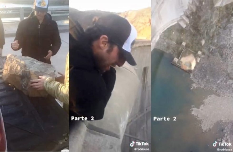 Buscan a los jóvenes que se filmaron tirando una roca al dique Agua del Toro