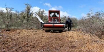 Primeras pruebas en el campo con la maquina extractora de turba