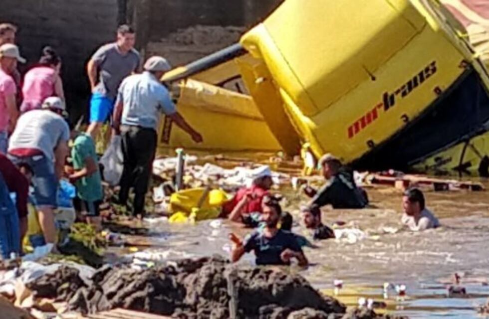 Un camión cargado con cervezas cayó a un arroyo y los vecinos salieron a "rescatarlas"