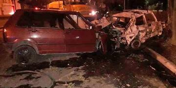 Un auto se prendió fuego tras un impacto contra otro vehículo