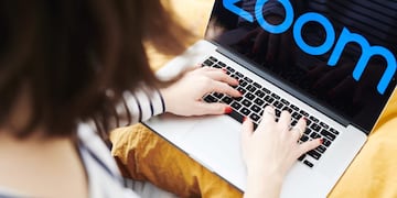 The logo for the Zoom Video Communications Inc\u002E application is displayed on an Apple Inc\u002E laptop computer in an arranged photograph taken in the Brooklyn borough of New York, U\u002ES\u002E, on Friday, April 10, 2020\u002E Zoom's shares have soared in 2020 as the popularity of its video conferencing service has grown during a time of widespread lockdowns aimed at stemming the spread of the coronavirus pandemic\u002E Photographer: Gabby Jones/Bloomberg