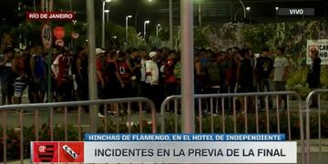 La barra de Flamengo fue al hotel de Independiente\u002E (Foto: Captura de pantalla)
