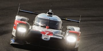 Japan's Kamui Kobayashi drives his Toyota TS050 Hybrid LMP1 WEC N°7 racing car during the during the qualifying session of 88th edition of the Le Mans 24 Hours endurance race on September 18, 2020 in Le Mans\u002E (Photo by JEAN-FRANCOIS MONIER / AFP)