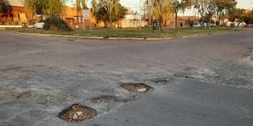Calle en mal estado en Punta Alta