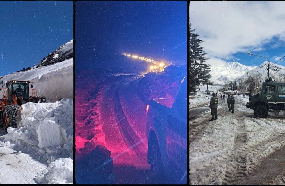 Videos: así se ve la pared de nieve que bordea la Ruta 7 y los operativos de despeje en Mendoza