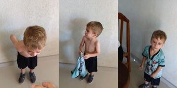 El video de Gianfranco que no quiere soltar la camiseta de Colón se hizo rápidamente viral\u002E