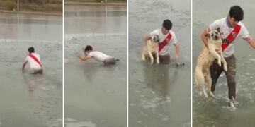 El hincha de River que se metió a una laguna congelada y salvó un perro que cayó al agua