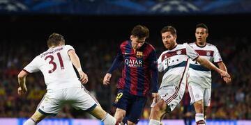 Lionel Messi enfrentando al Bayern Münich (Foto: TyC Sports)