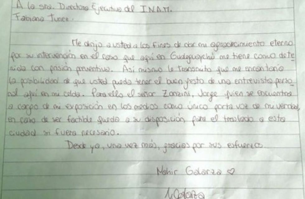 Los rasgos de la identidad de Nahír Galarza que revela su propia letra