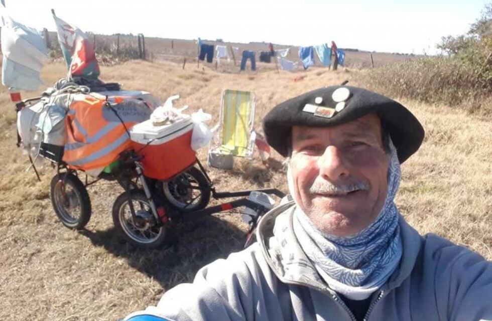 Caminante chubutense a punto de cumplir los primeros 14 mil kilómetros