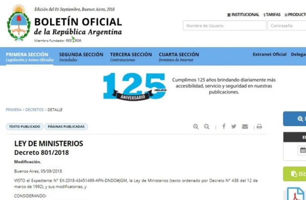 El Boletín Oficial con los nuevos ministerios se publicó casi 20 horas tarde