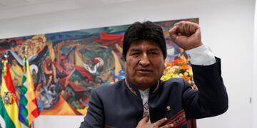El presidente de Bolivia, Evo Morales,  después de una conferencia de prensa en La Paz, Bolivia, el jueves 24 de octubre de 2019\u002E Crédito: AP / Juan Karita\u002E