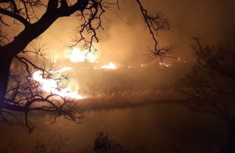 Impresionantes incendios por quema de pastizales en Santo Tomé