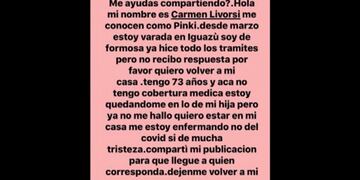 Carmen Livorsi compartió su historia en Facebook y pide ayuda\u002E