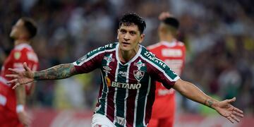 Germán Cano anotó tres goles ante River por la Copa Libertadores.