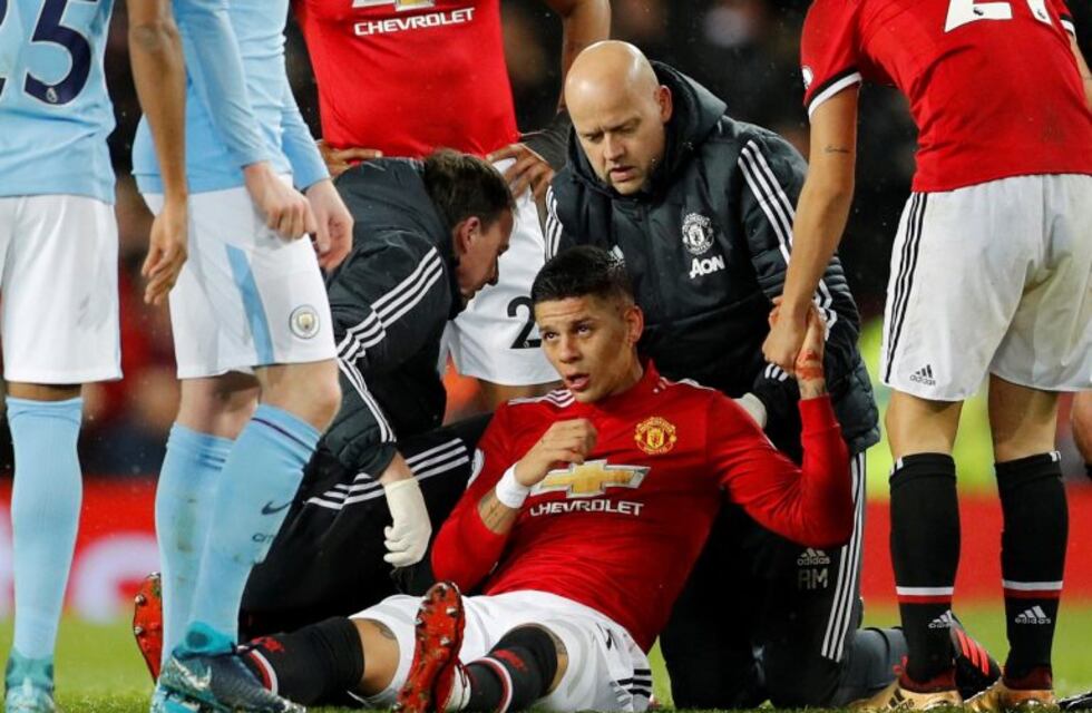 Así quedó la cabeza de Marcos Rojo tras el choque que sufrió ante el City