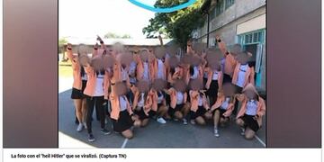 La foto que generó la polémica\u002E Alumnos del Instituto haciendo el saludo nazi\u002E