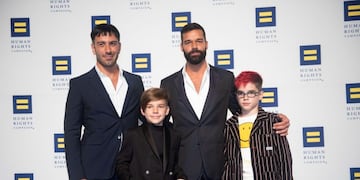IMAGE DISTRIBUTED FOR THE HUMAN RIGHTS CAMPAIGN - Ricky Martin, his husband Jwan Yosef and their twins arrive at the 2019 Human Rights Campaign National Dinner on Saturday, Sept\u002E 28, 2019 in Washington\u002E While receiving the HRC National Visibility Award, Martin announced he and Yosef are expecting their fourth child\u002E (Kevin Wolf/AP Images for The Human Rights Campaign)