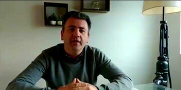 Intendente de La Falda Javier Dieminger, en un reciento video difundido\u002E (Foto: captura de pantalla Facebook / Municipalidad de La Falda)\u002E