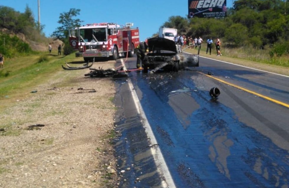 Choque e incendio en ruta 5