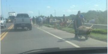 Cualquier vehiculo fue útil, para llevarse la madera tirada\u002E