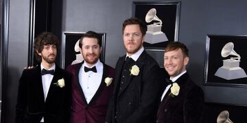 Imagine Dragons arrives for the 60th Grammy Awards on January 28, 2018, in New York\u002E  / AFP PHOTO / ANGELA WEISS