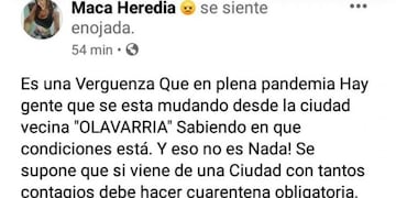 "Se están mudando desde Olavarría": denuncian a una azuleña por difundir noticias falsas