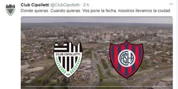 Cipoletti desafu00eda a San Lorenzo tras la postergaciu00f3n del partido por Copa Argentina\u002E