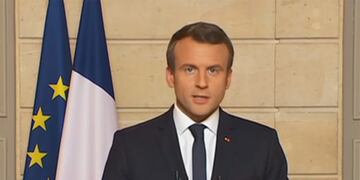 A video grab from the French TV channel LCI taken on June 1, 2017, shows French President Emmanuel Macron speaking during a live broadcast in Paris, after US president Donald Trump announced the United States was to pull out of the 2015 Paris climate accord.nPresident Donald Trump declared June 1, 2017, that the United States will withdraw from the 2015 Paris accord and try to negotiate a new global deal on climate change.  / AFP PHOTO / LCI / - / XGTY / RESTRICTED TO EDITORIAL USE - MANDATORY CREDIT