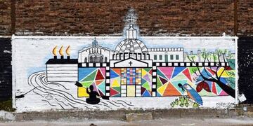 Uno de los cinco murales que compiten por el premio de $5 mil\u002E (Municipalidad San Nicolás)