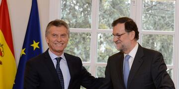 DYN36, MADRID, ESPAÑA, 23//02/2017, EL PRESIDENTE MAURICIO MACRI SE REUNIÓ HOY CON EL PRESIDENTE DEL GOBIERNO ESPAÑOL, MARIANO RAJOY, EN EL PALACIO DE LA MONCLOA, DONDE FIRMARON UN PLAN DE ACCIÓN CONJUNTO\u002E  FOTO:DYN/PRESIDENCIA\u002E españa madrid mauricio macri mariano rajoy visita del presidente de argentina a españa viajes visitas de estado