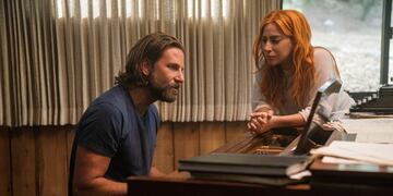 This image released by Warner Bros\u002E Pictures shows Bradley Cooper, left, and Lady Gaga in a scene from \