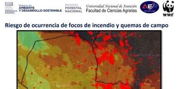 Imagen satelital donde se ven los incendios y fuentes de calor en color rojo\u002E También en Argentina, hacia el Centro y Sur de Misiones\u002E (ABC Color)