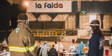 Operativo en el Anfiteatro de La Falda, este miércoles 8 de julio\u002E (Foto: Facebook / Municipalidad de La Falda)\u002E