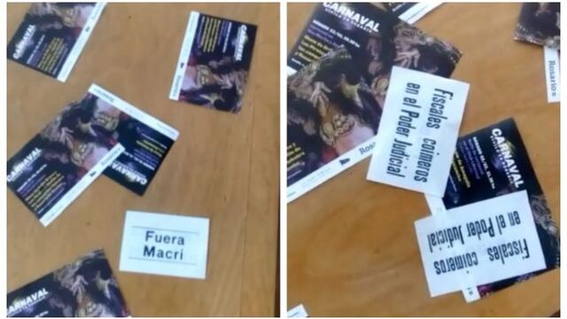 Panfletos contra Macri en el Centro Municipal de Distrito