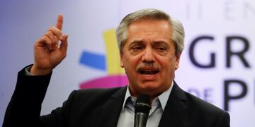 Argentina's president-elect Alberto Fernandez talks during the opening of the second meeting of Puebla Group in Buenos Aires, Argentina, Saturday, Nov\u002E 9, 2019\u002E (AP Photo/Natacha Pisarenko)