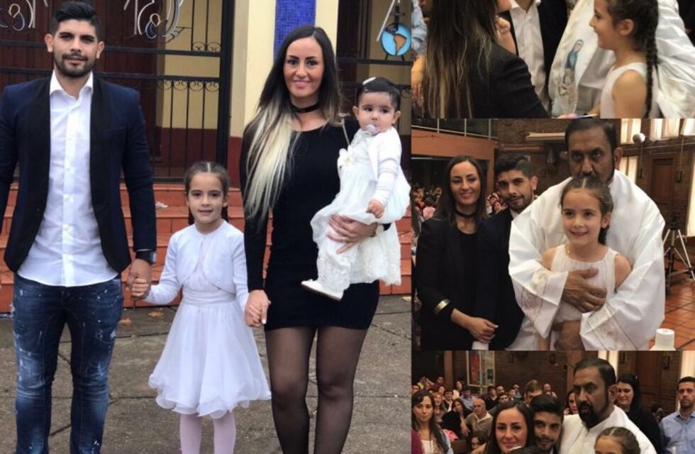 Banega visitó al padre Ignacio para bautizar a sus hijas