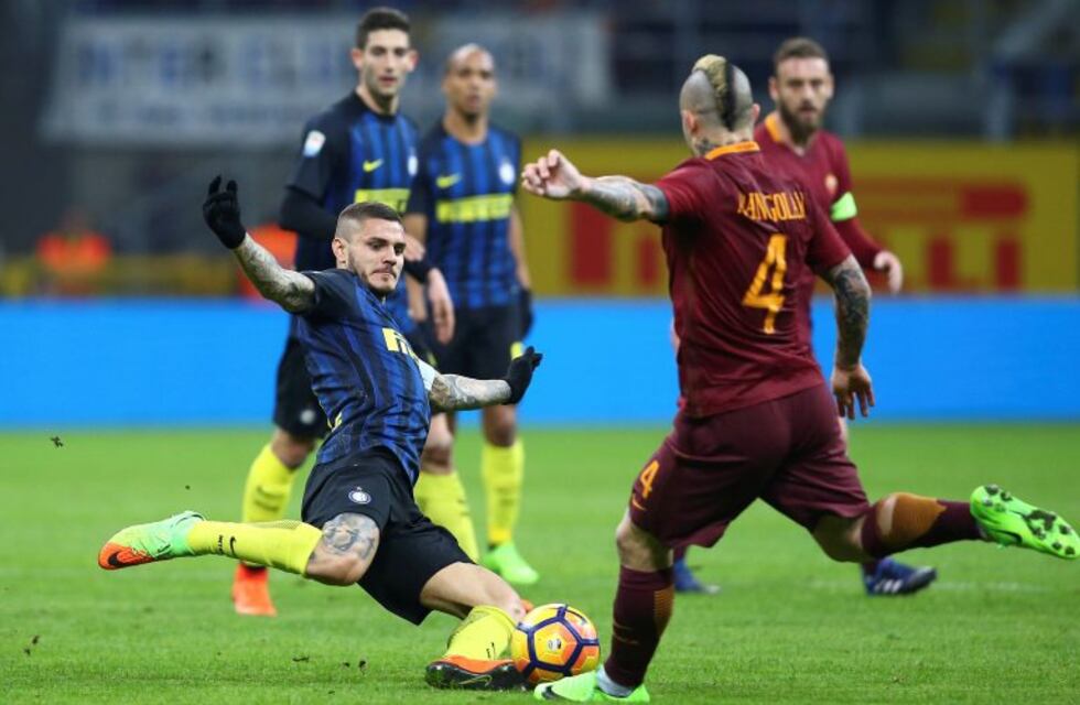 Una definición exquisita de Perotti y un gol de Icardi en el triunfo de la Roma ante Inter